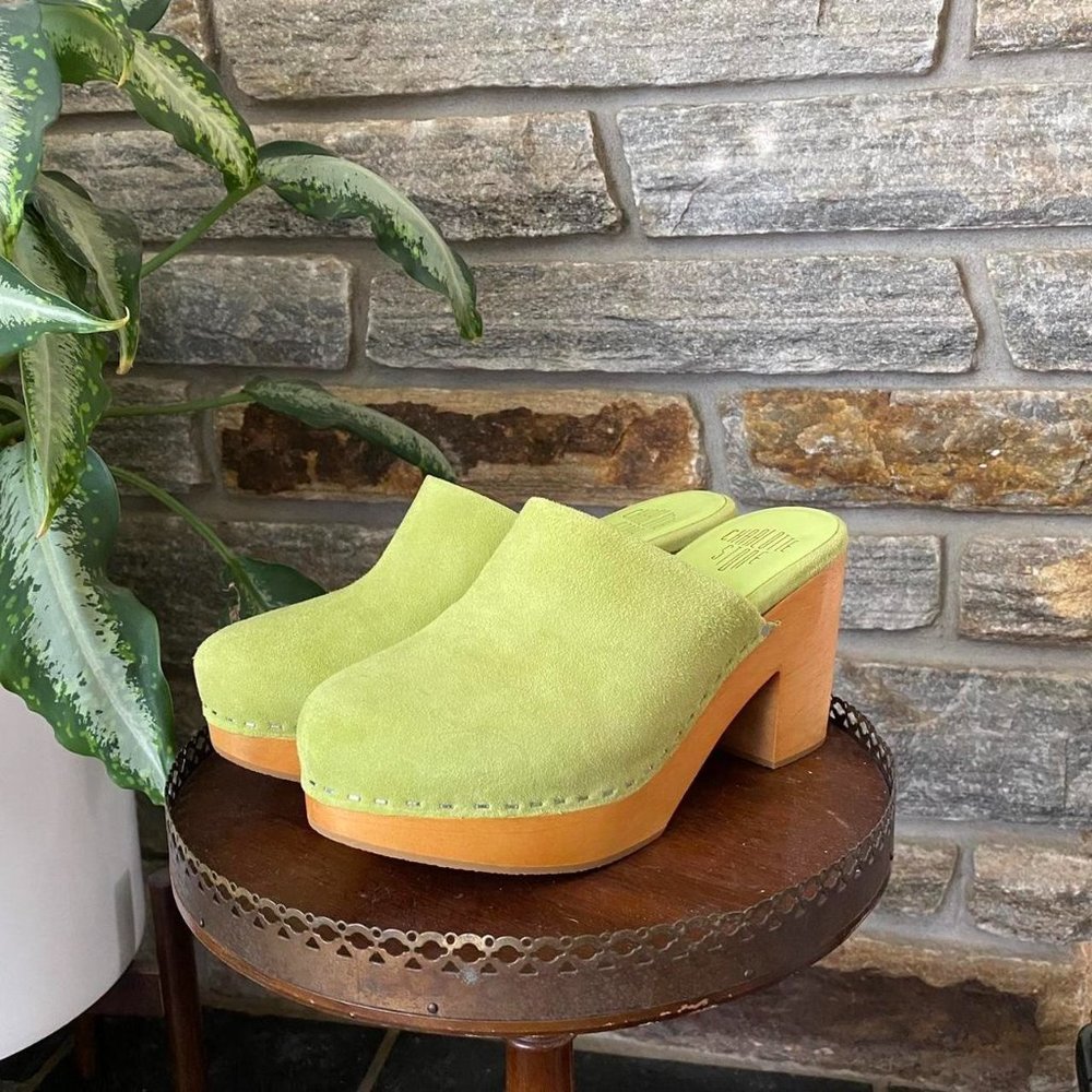 charlotte stone pale lime clogs !